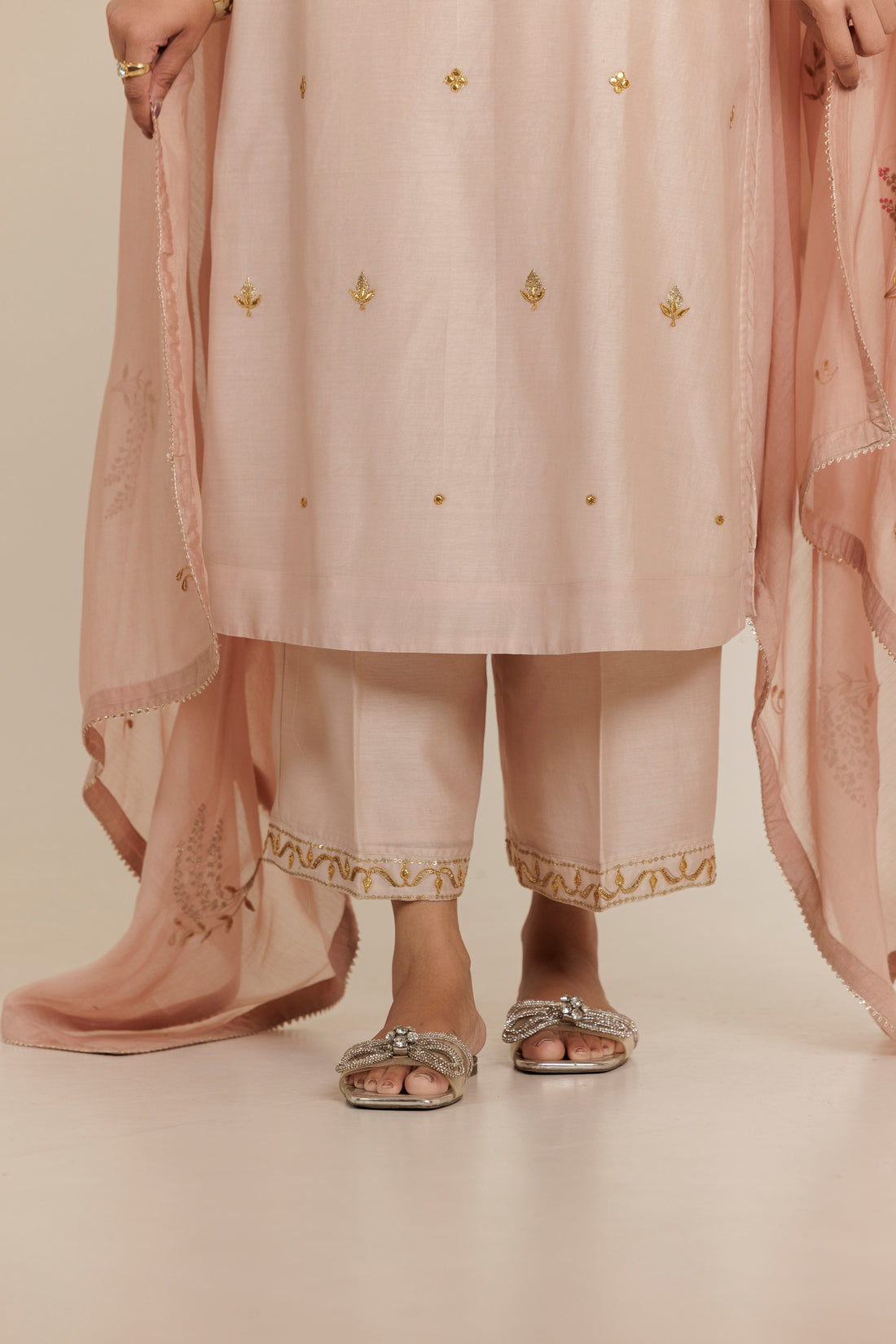 Champagne Blush Gota Patti Embroidered Kurta Set
