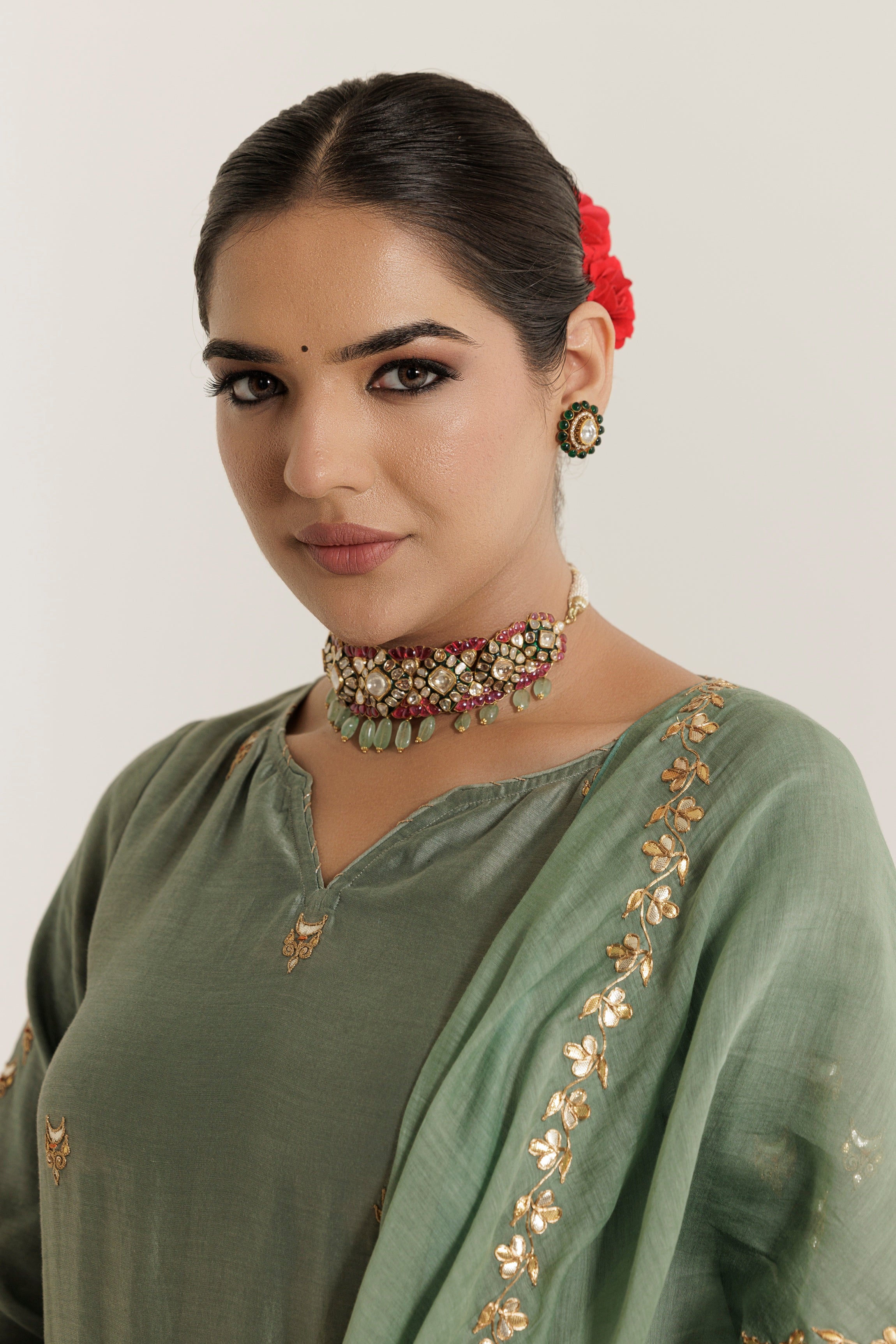 CHANDRANI Sage GotaPatti Chanderi Sharara Set