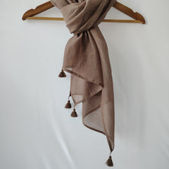 Grey Cotton Silk Embroidered Stole for Women