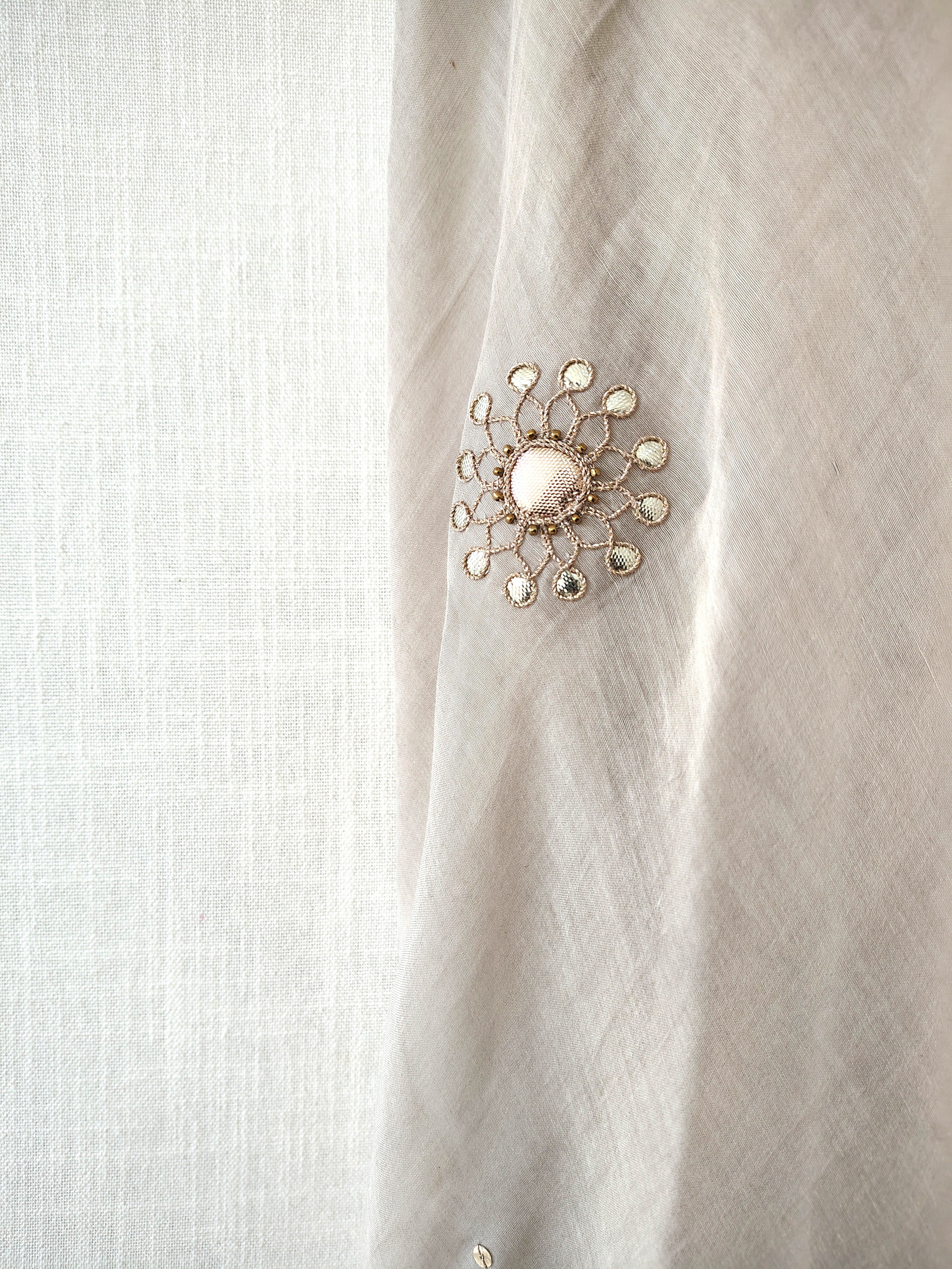 Grey Gota Patti Hand Embroidered Cotton Silk Dupatta