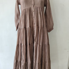 Grey Chanderi Tiered Dress
