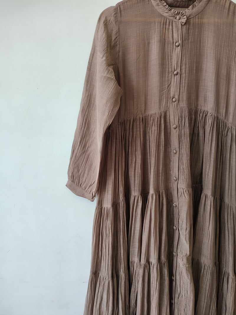 Grey Chanderi Tiered Dress