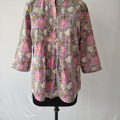 Grey Cotton Hand Block Printed Tunic