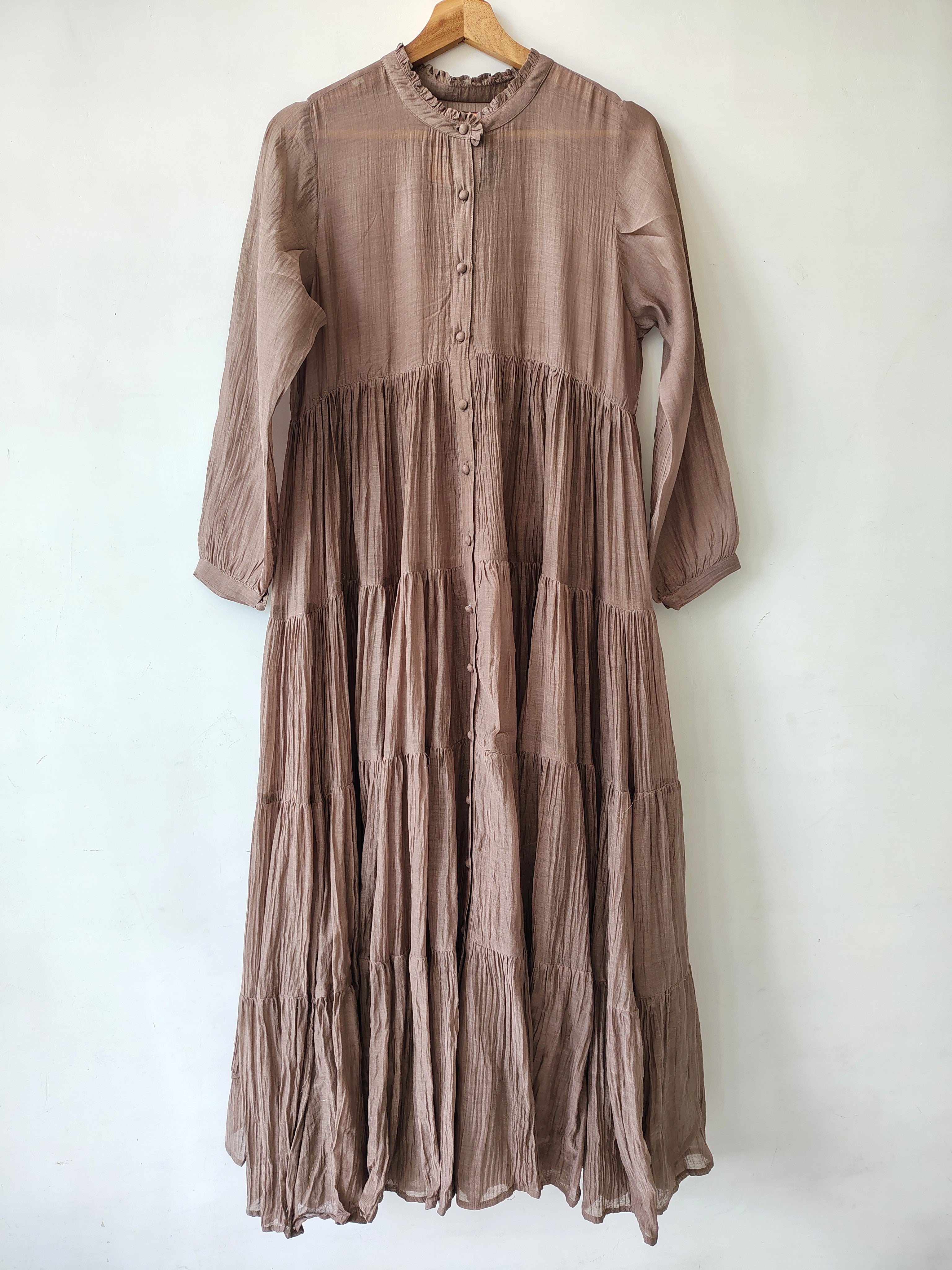 Hirni Tiered Long Chanderi Maxi Dress