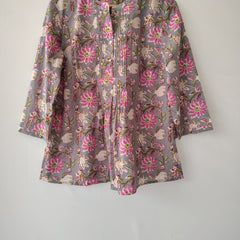 Grey Cotton Hand Block Printed Tunic