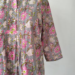 Grey Cotton Hand Block Printed Tunic