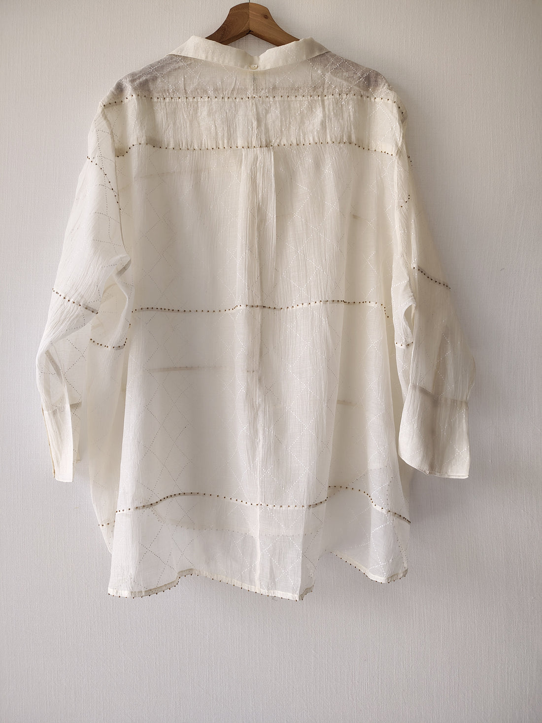 Sheer Chanderi Shirt - Hand Beaded