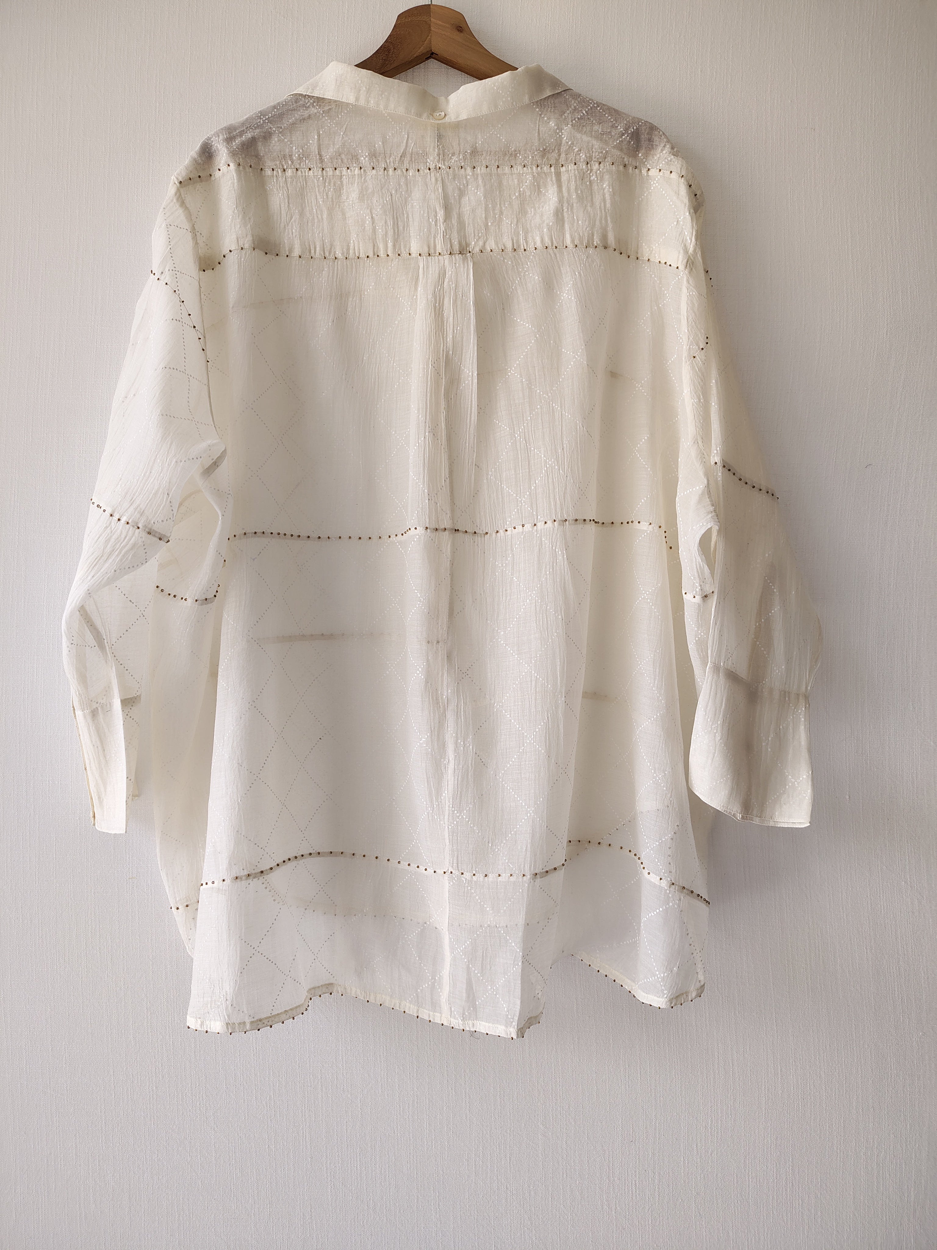 Sheer Chanderi Shirt - Hand Beaded