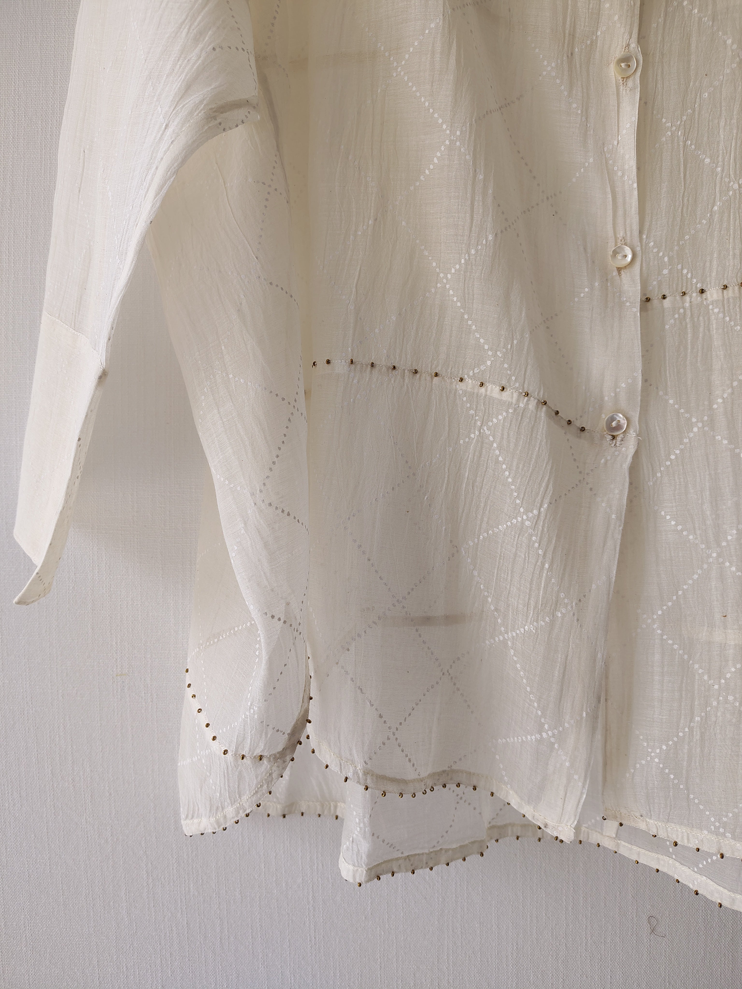 Sheer Chanderi Shirt - Hand Beaded