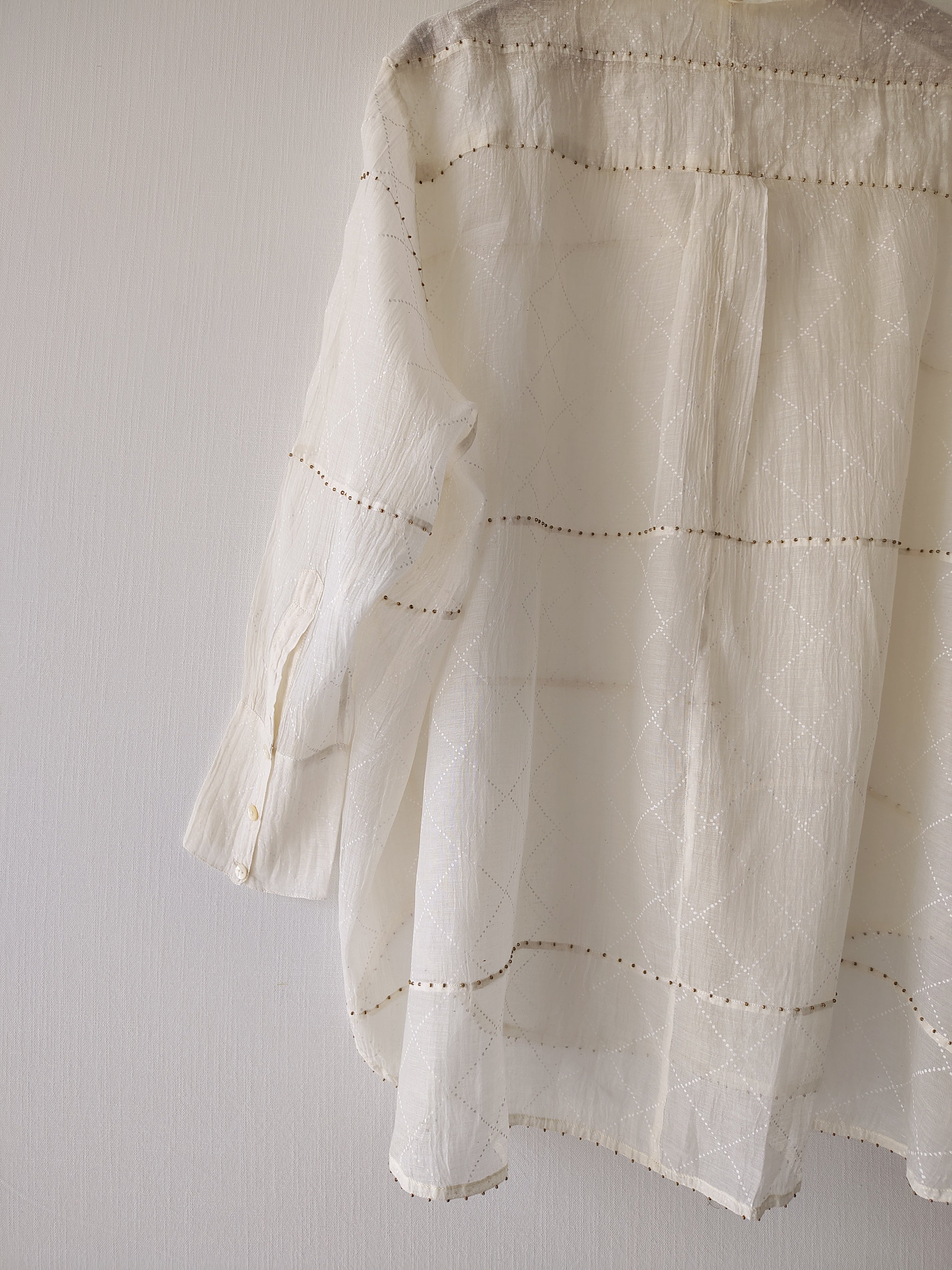 Sheer Chanderi Shirt - Hand Beaded