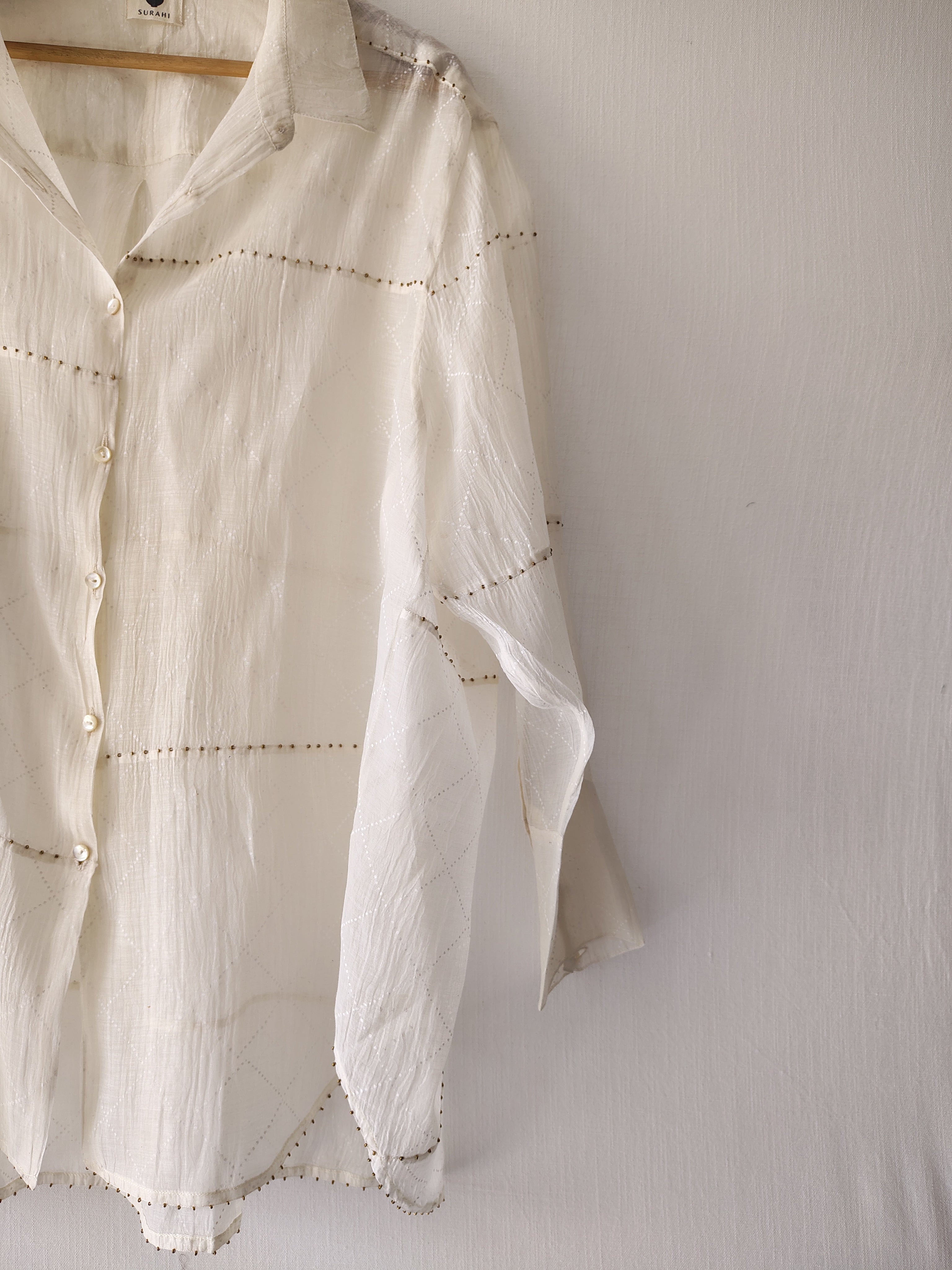 Sheer Chanderi Shirt - Hand Beaded