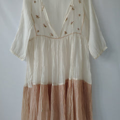 Ivory Hand Embroidered Sheer Cotton Silk Dress