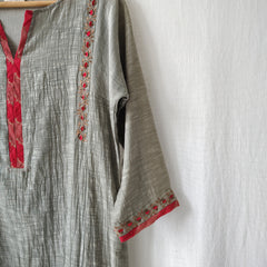 Grey Gota Patti Hand Embroidered Kurta & Pants Set