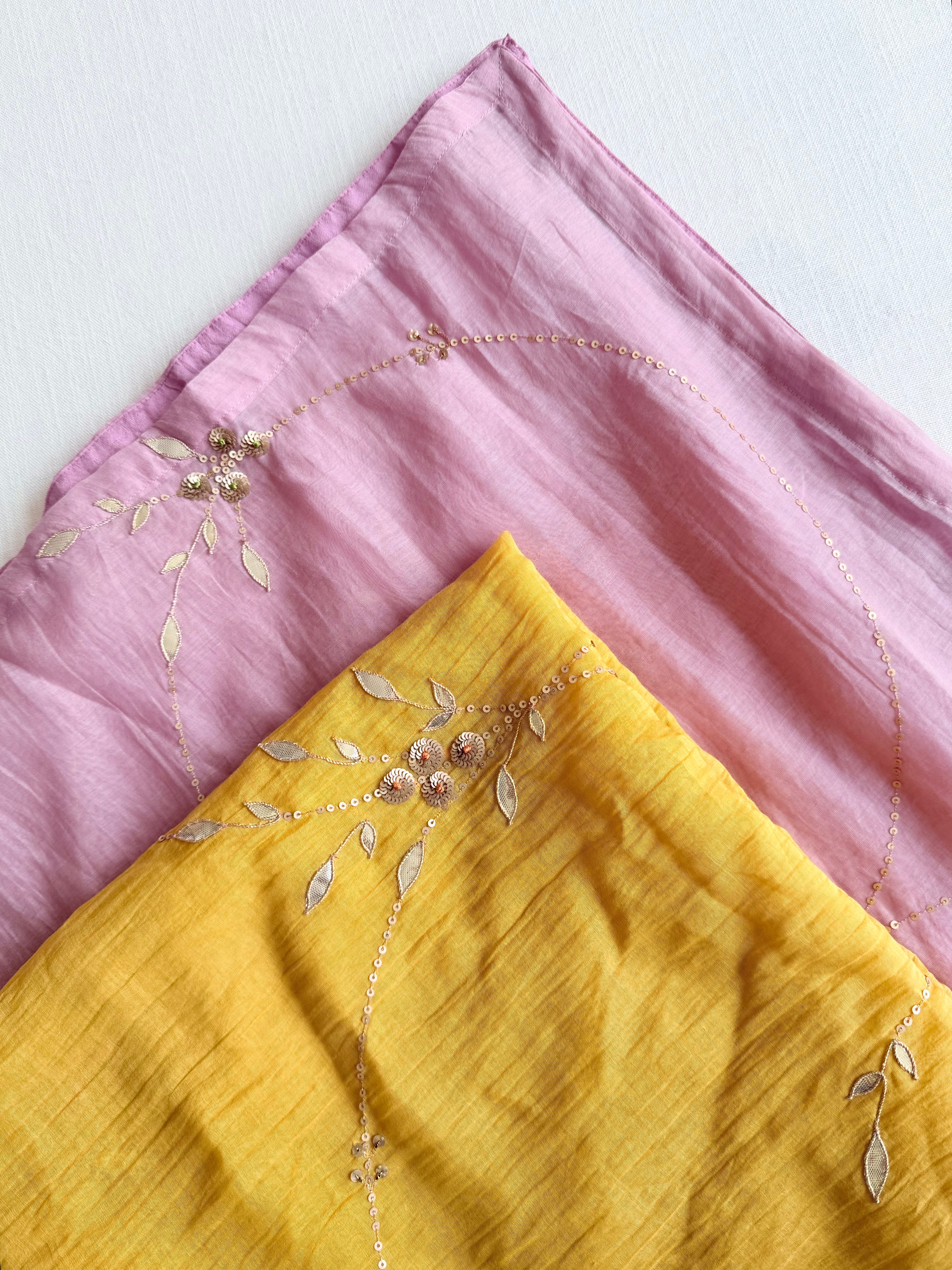 Lavender & Mustard Dandelion Bel Dupatta