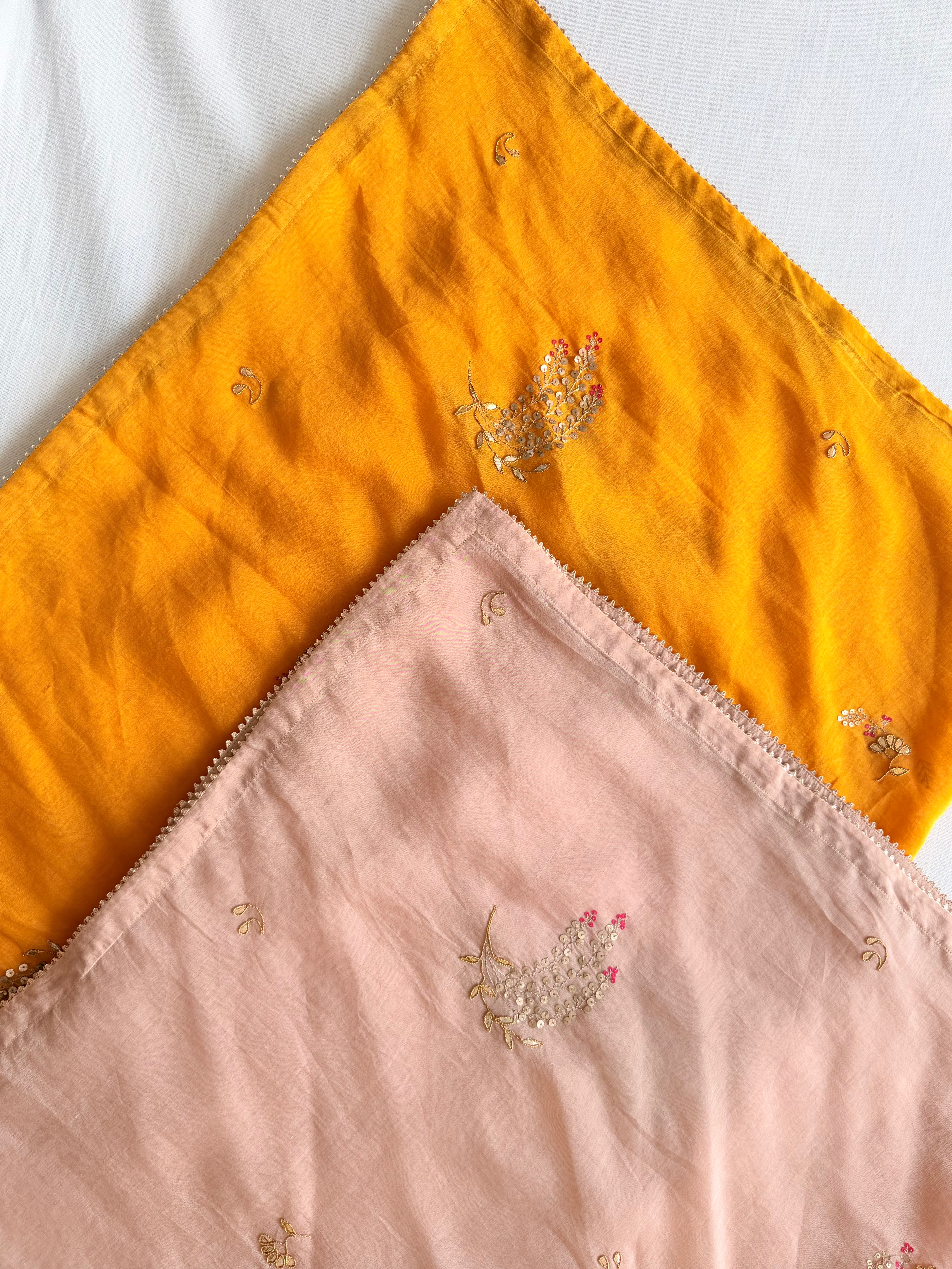 Amber Gold Gota Patti Floral Chanderi Dupatta