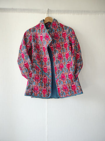 Block Printed Cotton Jacket - Hand Quilted