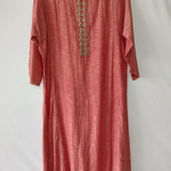 Coral Pink Gota Patti Hand Embroidered Kurta & Pant Set