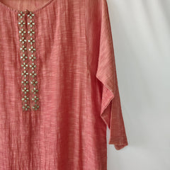 Coral Pink Gota Patti Hand Embroidered Kurta & Pant Set