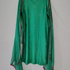 Green Gota Patti Hand Embroidered Suit with Dupatta