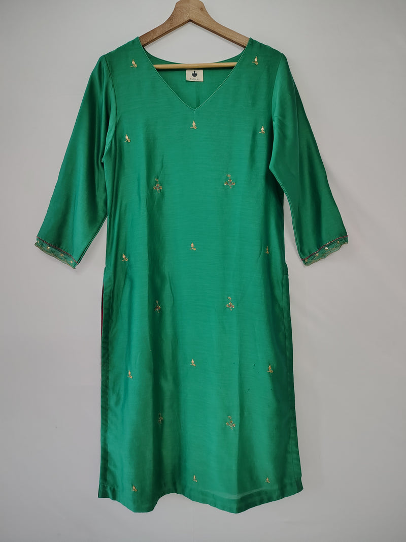 Green Gota Patti Hand Embroidered Suit with Dupatta