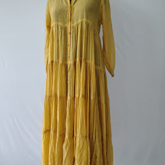 Yellow Chanderi Tiered Dress