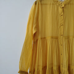 Yellow Chanderi Tiered Dress