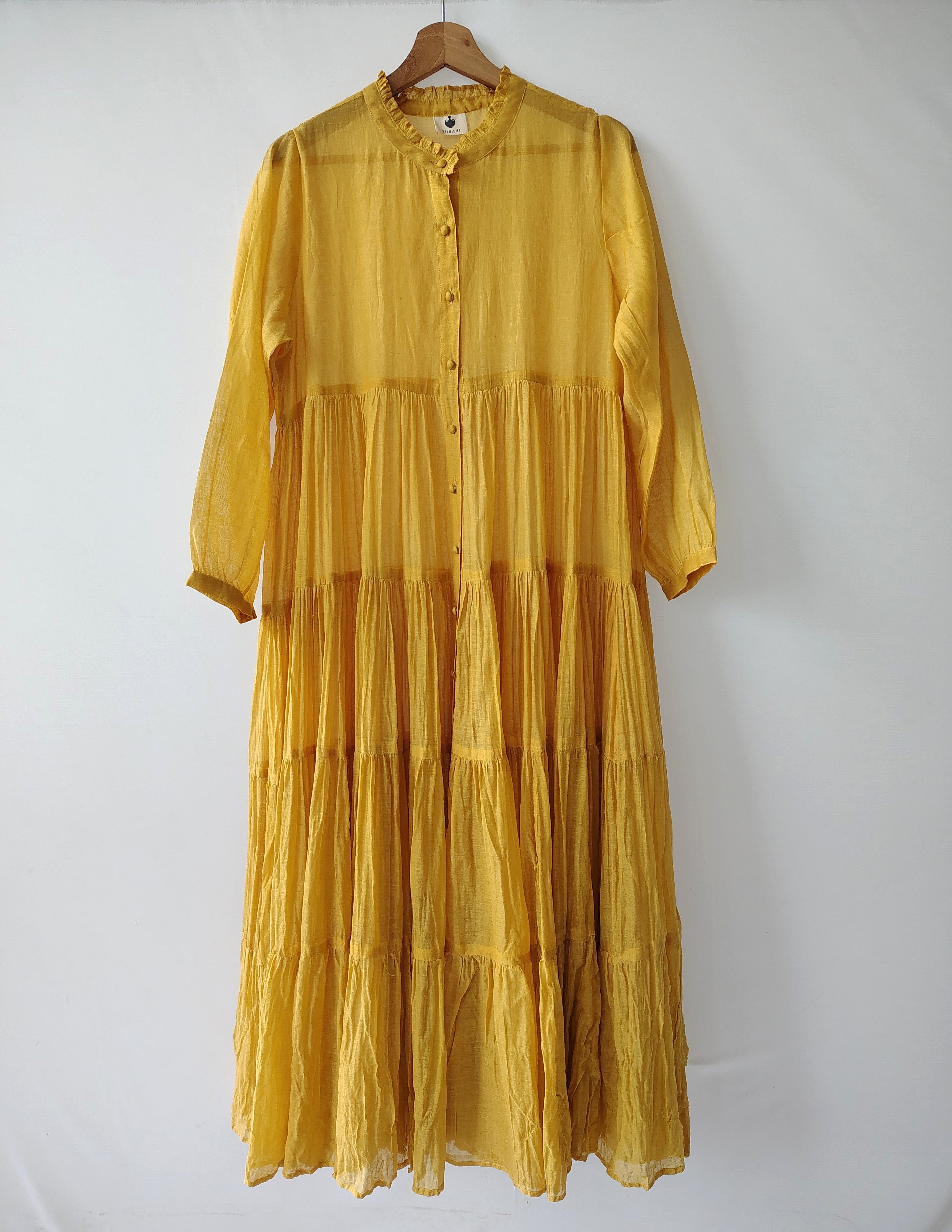 Hirni Tiered Long Chanderi Maxi Dress