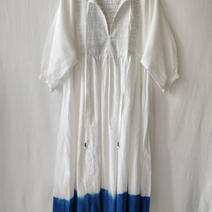 White Tie & Dye Cotton Midi Flared Dress