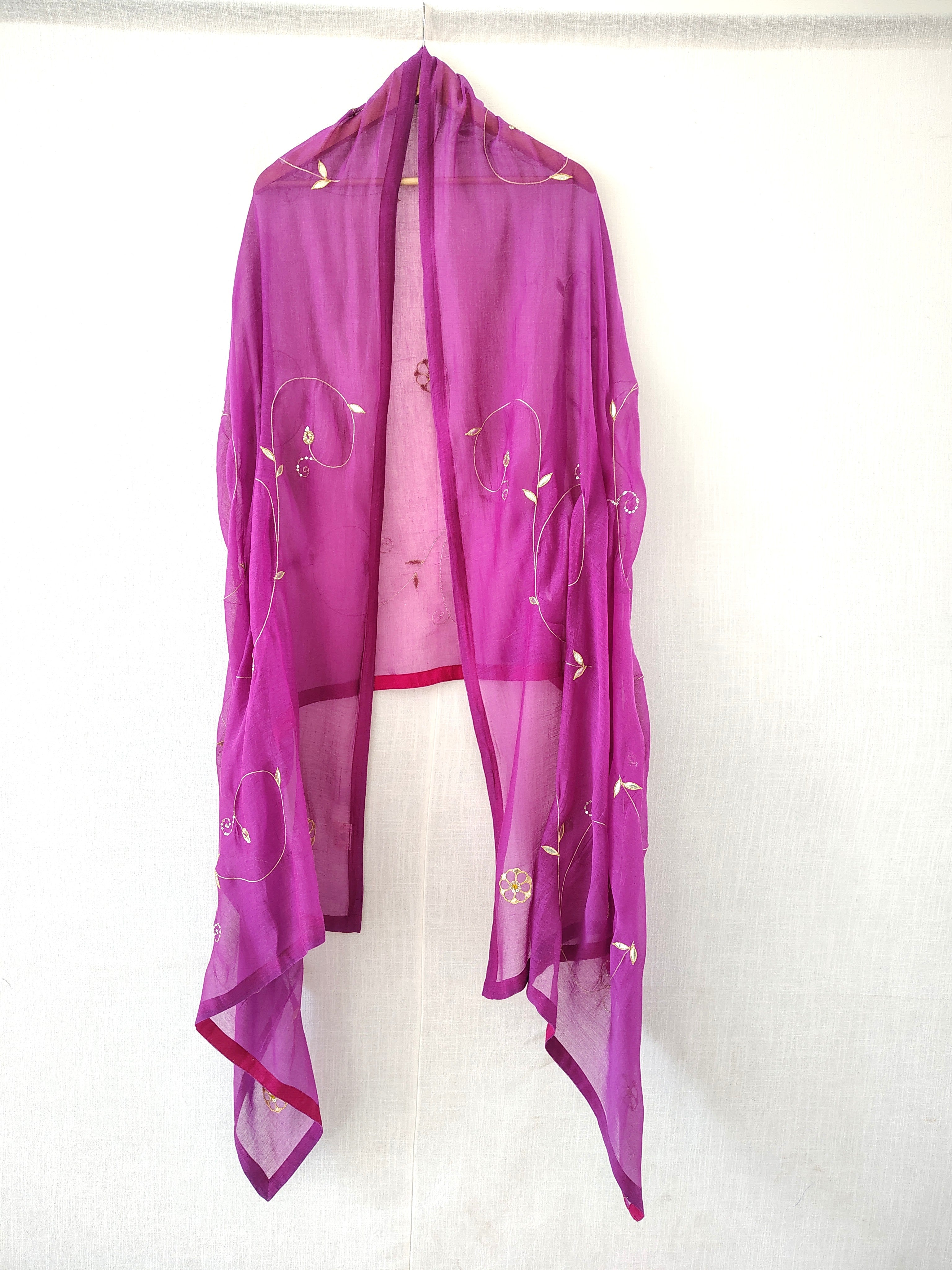Purple Gota Patti Festive Chanderi Dupatta