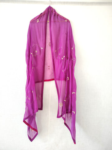 Purple Gota Patti Festive Chanderi Dupatta