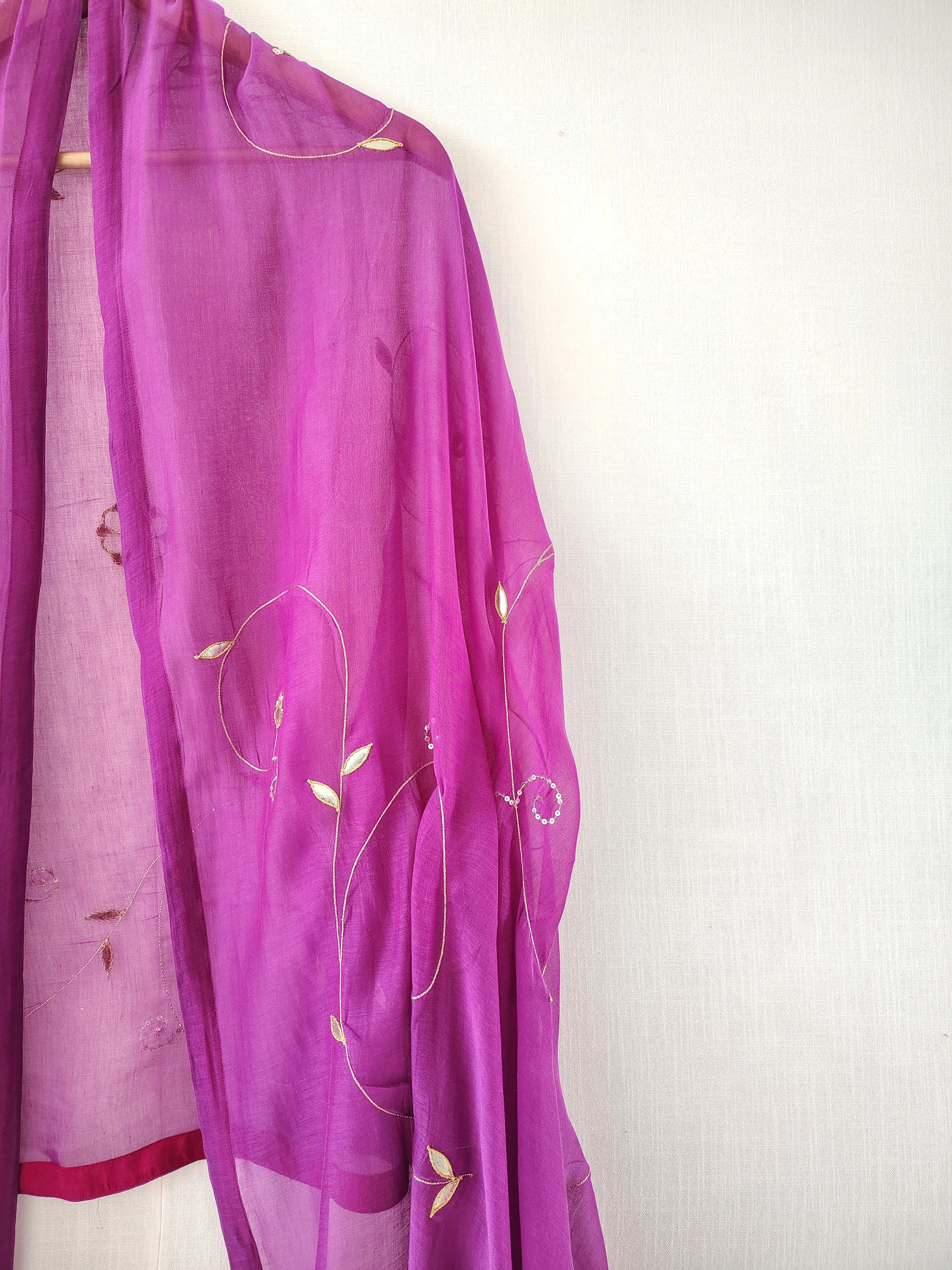 Purple Gota Patti Festive Chanderi Dupatta