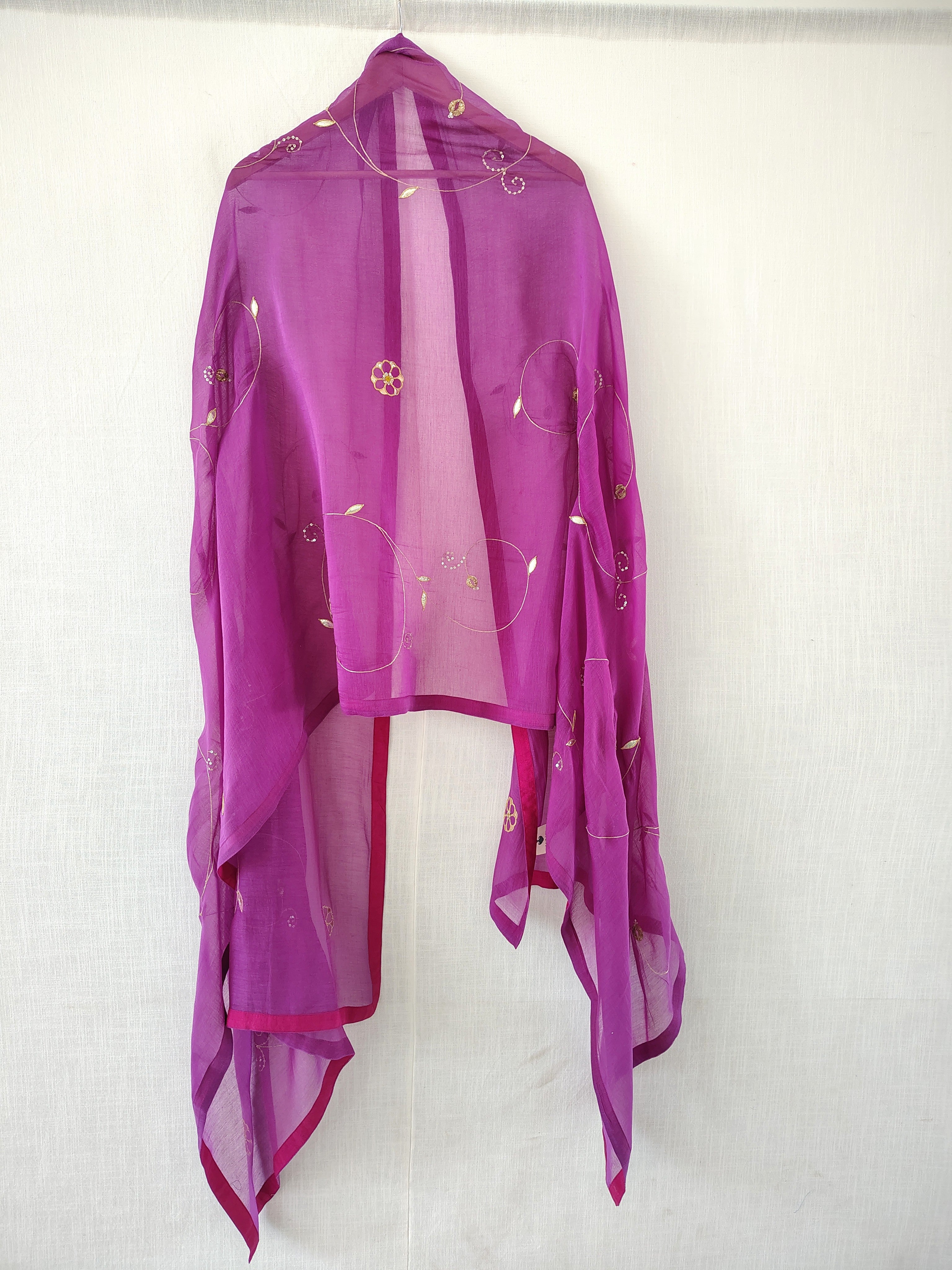 Purple Gota Patti Festive Chanderi Dupatta