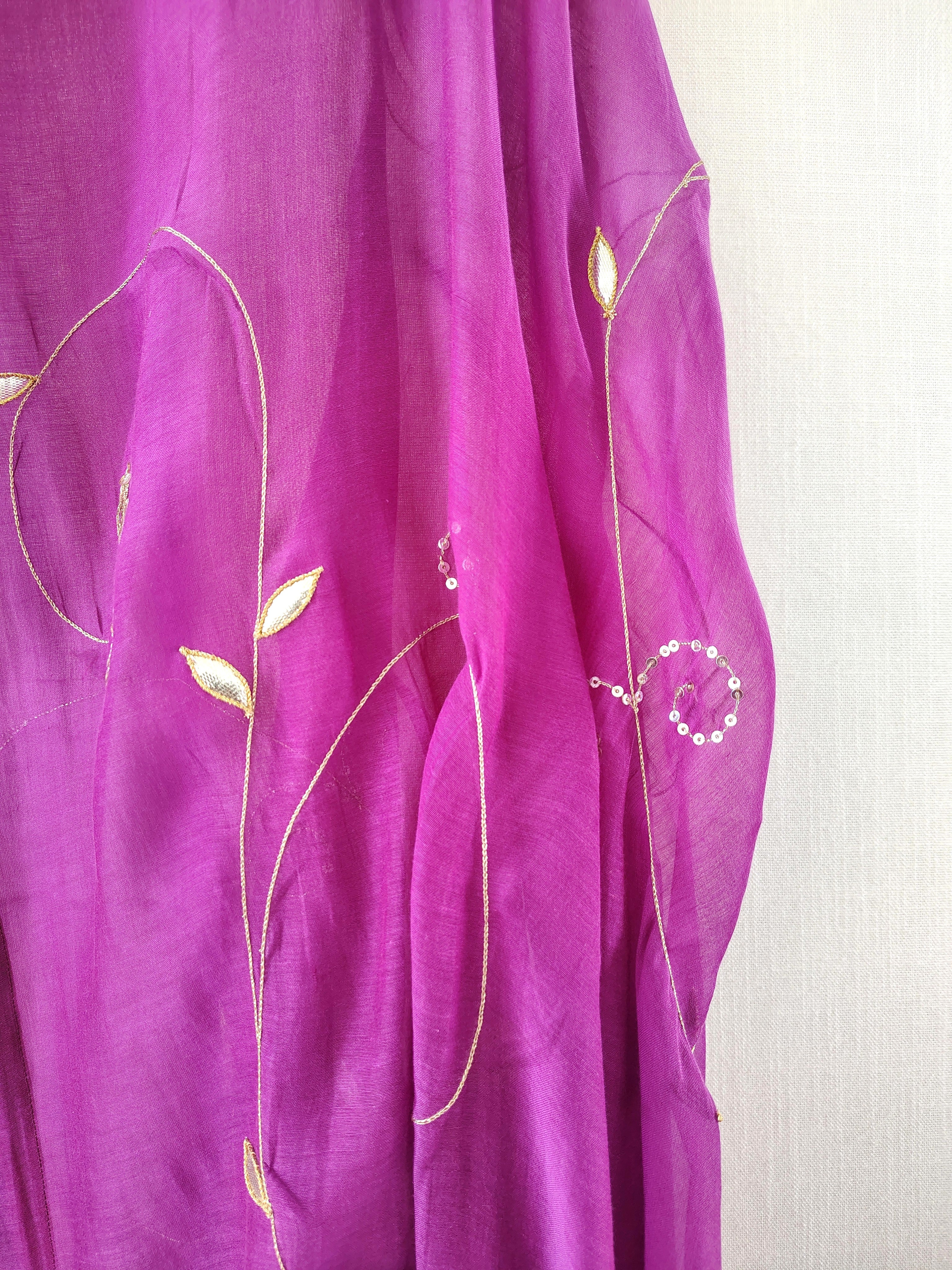 Purple Gota Patti Festive Chanderi Dupatta