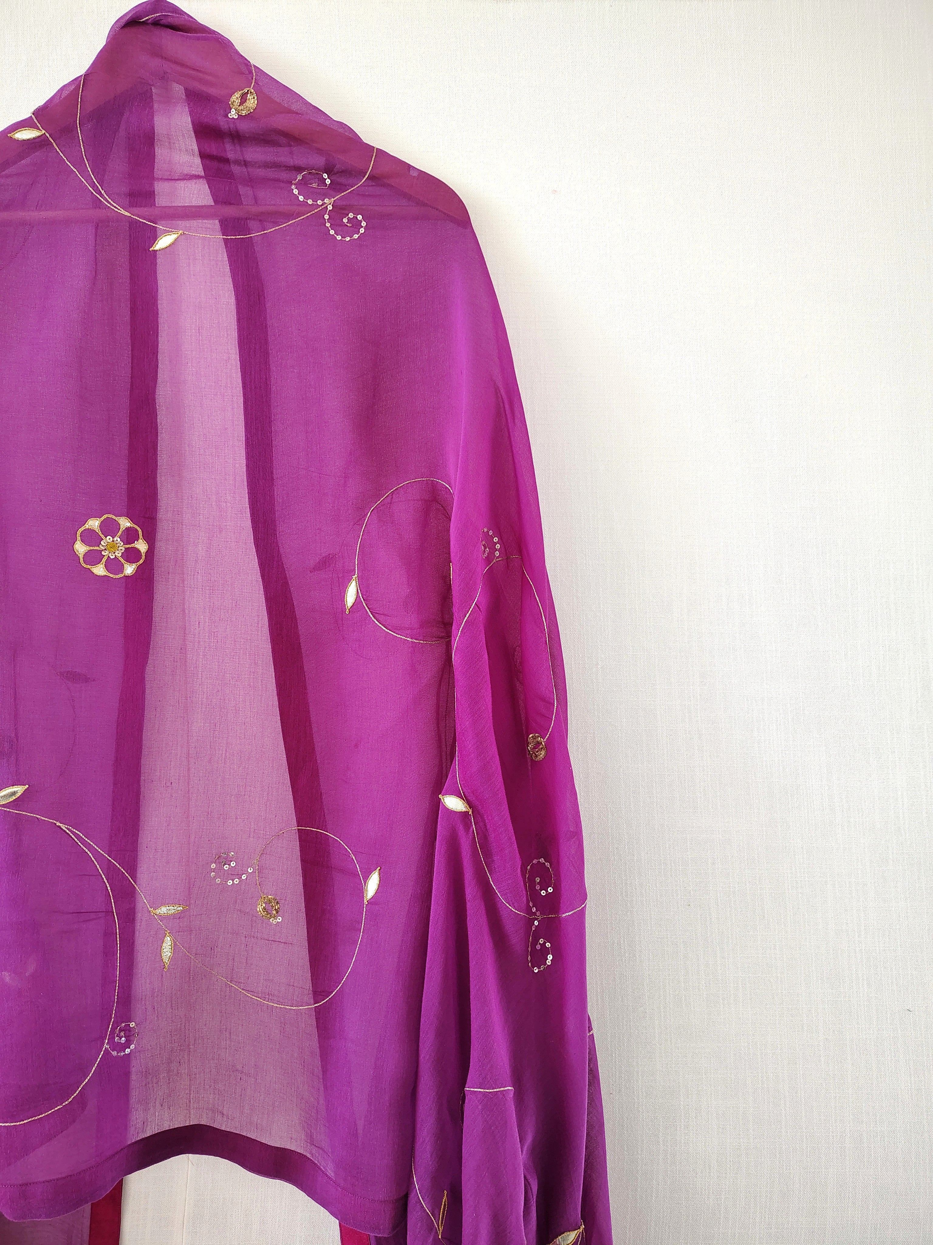Purple Gota Patti Festive Chanderi Dupatta