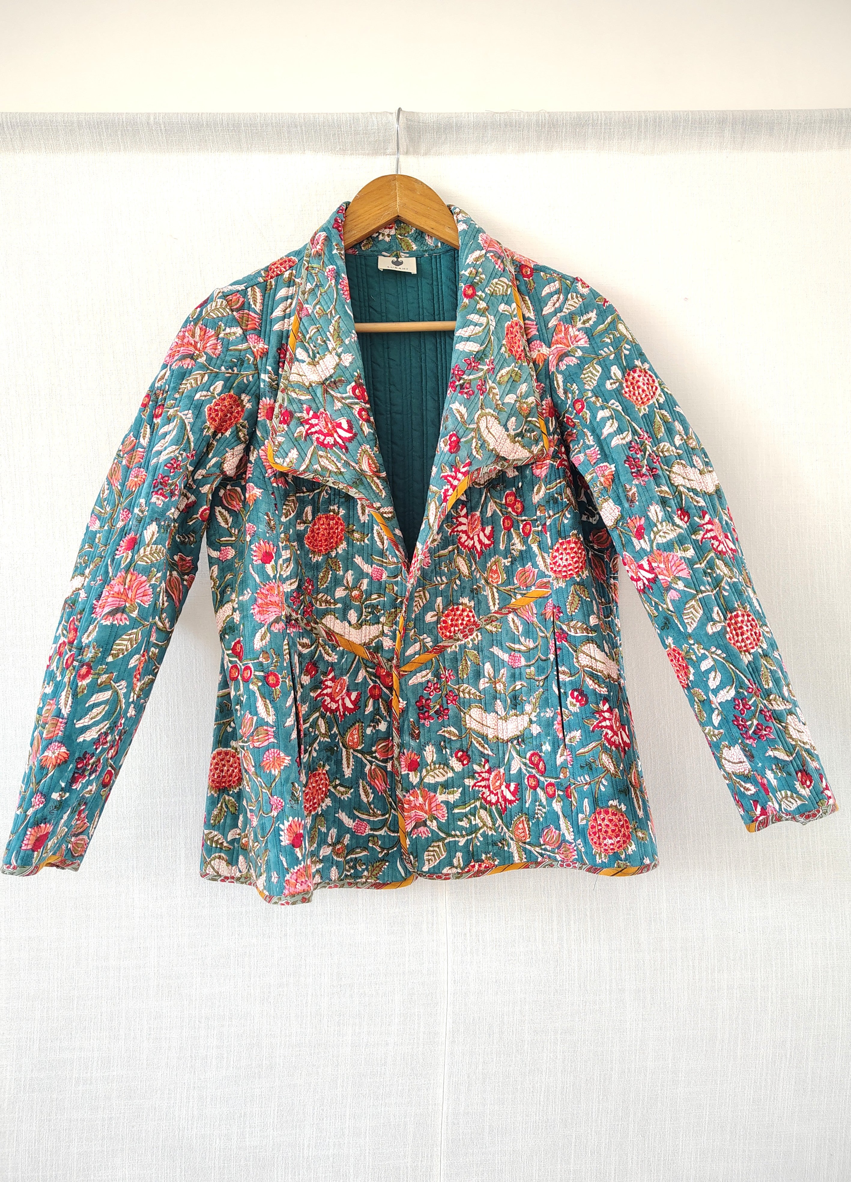 Boho Quilted Jacket Floral - Hand Block Printed