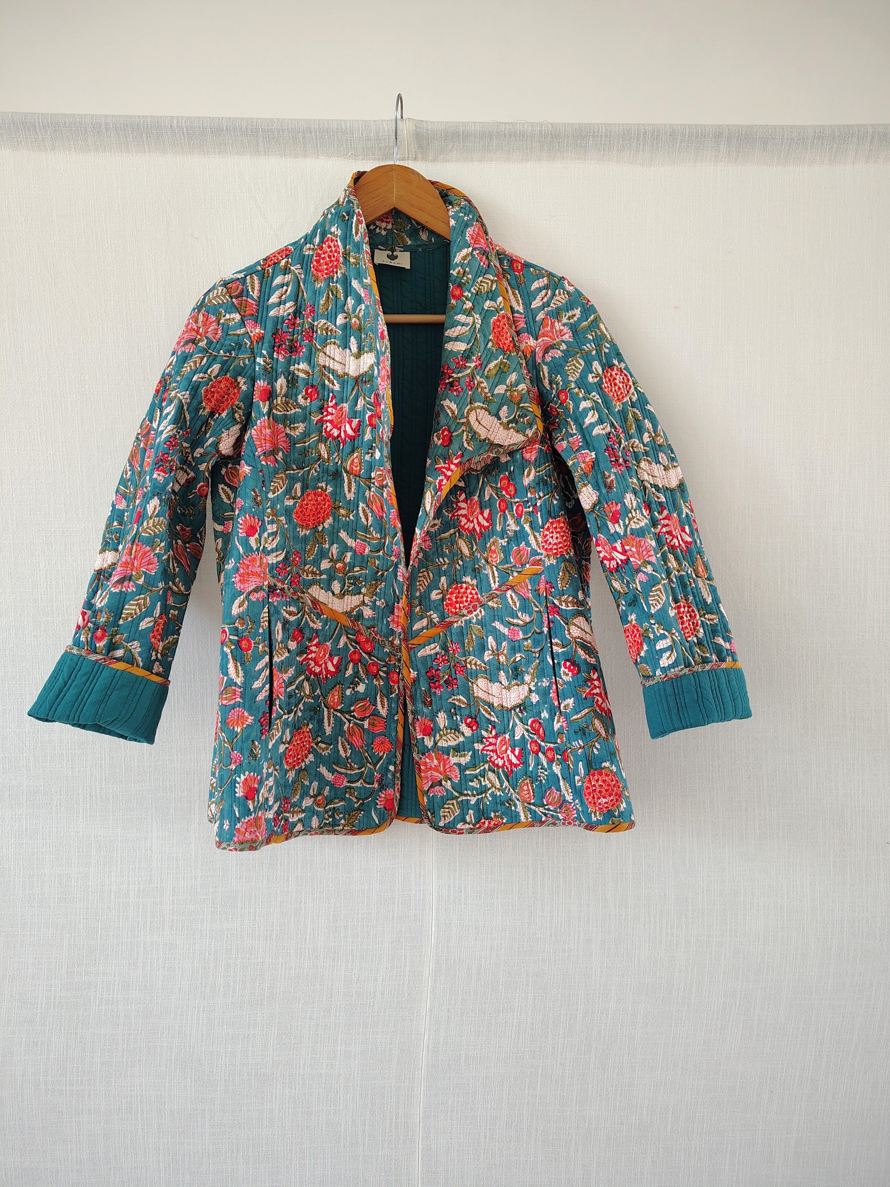 Boho Quilted Jacket Floral - Hand Block Printed