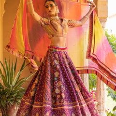 WINE MAHOGANY LEHENGA SET