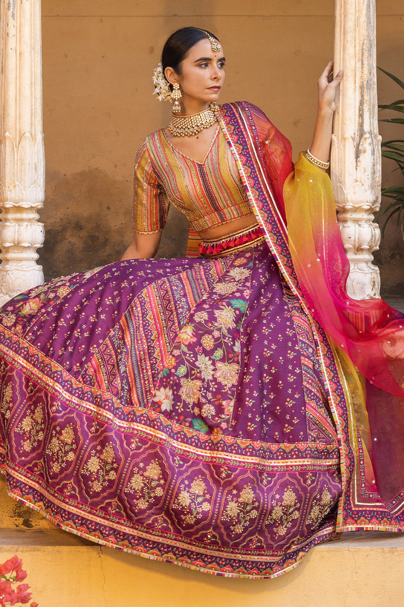 WINE MAHOGANY LEHENGA SET