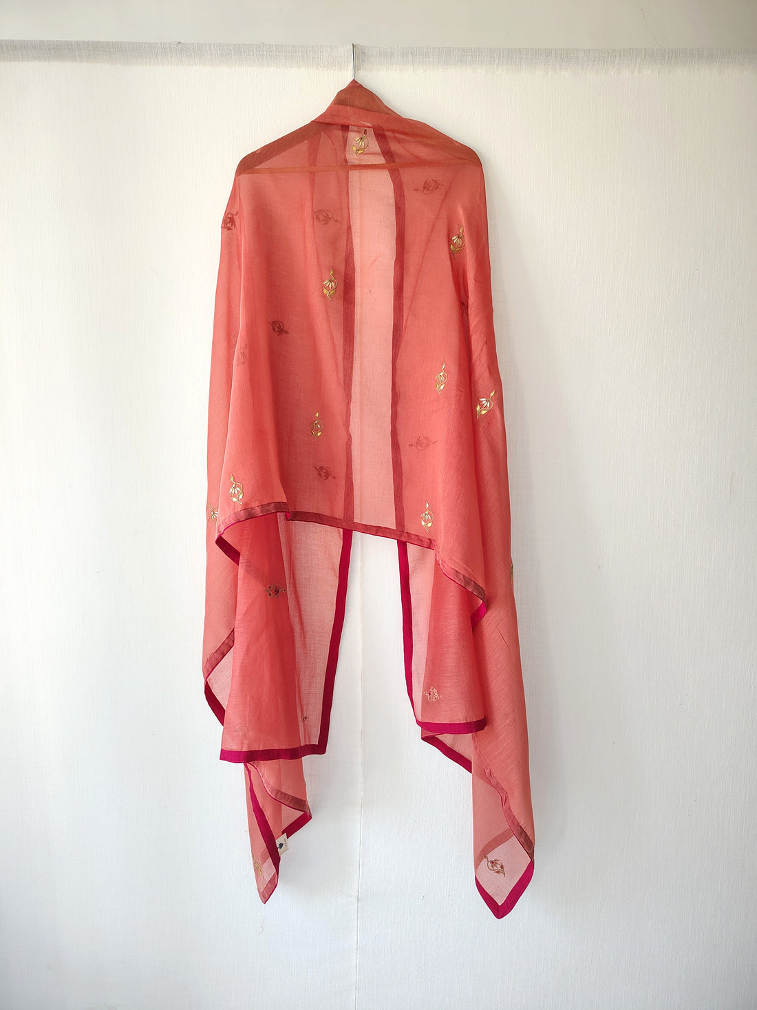 Rust Embroidered Gota-Patti Cotton Silk Chanderi Dupatta