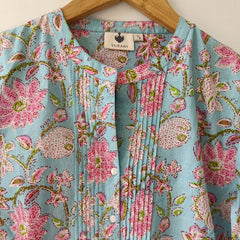 Turquoise Cotton Hand Block Printed Tunic