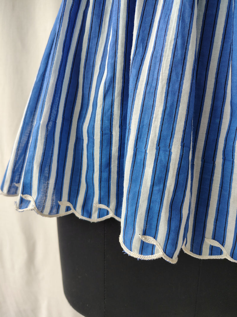 Blue Stripes Hand Embroidered Strappy Tank Top
