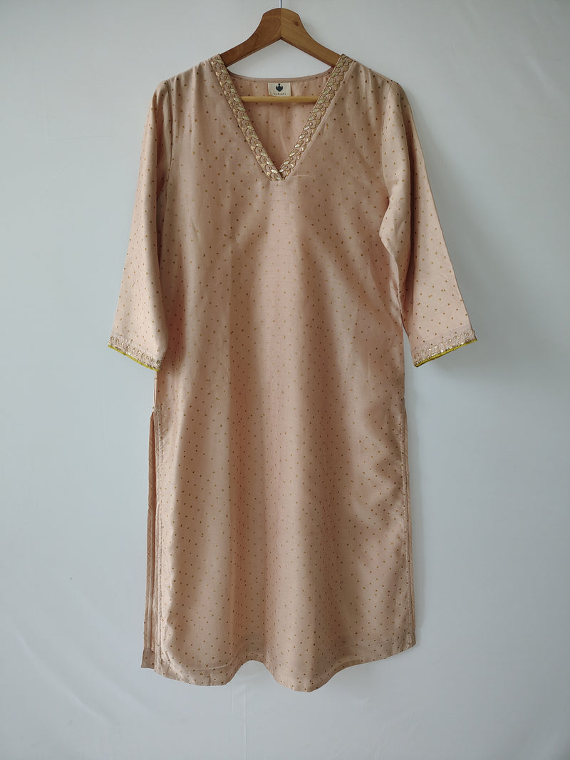 Beige Gota Patti Hand Embroidered Suit with Dupatta