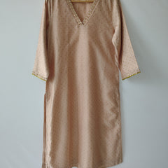 Beige Gota Patti Hand Embroidered Suit with Dupatta