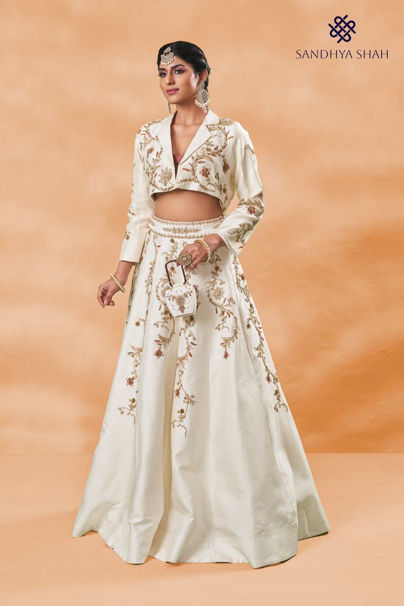 White Noor Jacket Lehenga Set