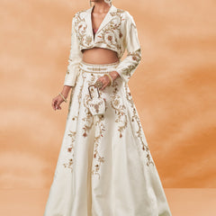 White Noor Jacket Lehenga Set