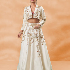 White Noor Jacket Lehenga Set