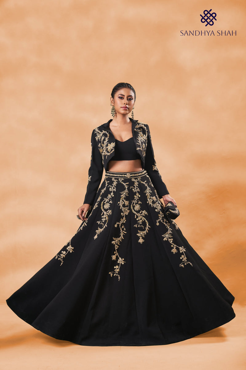 Black Seraph Lehenga Set