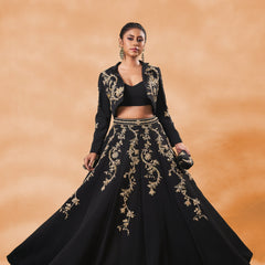 Black Seraph Lehenga Set