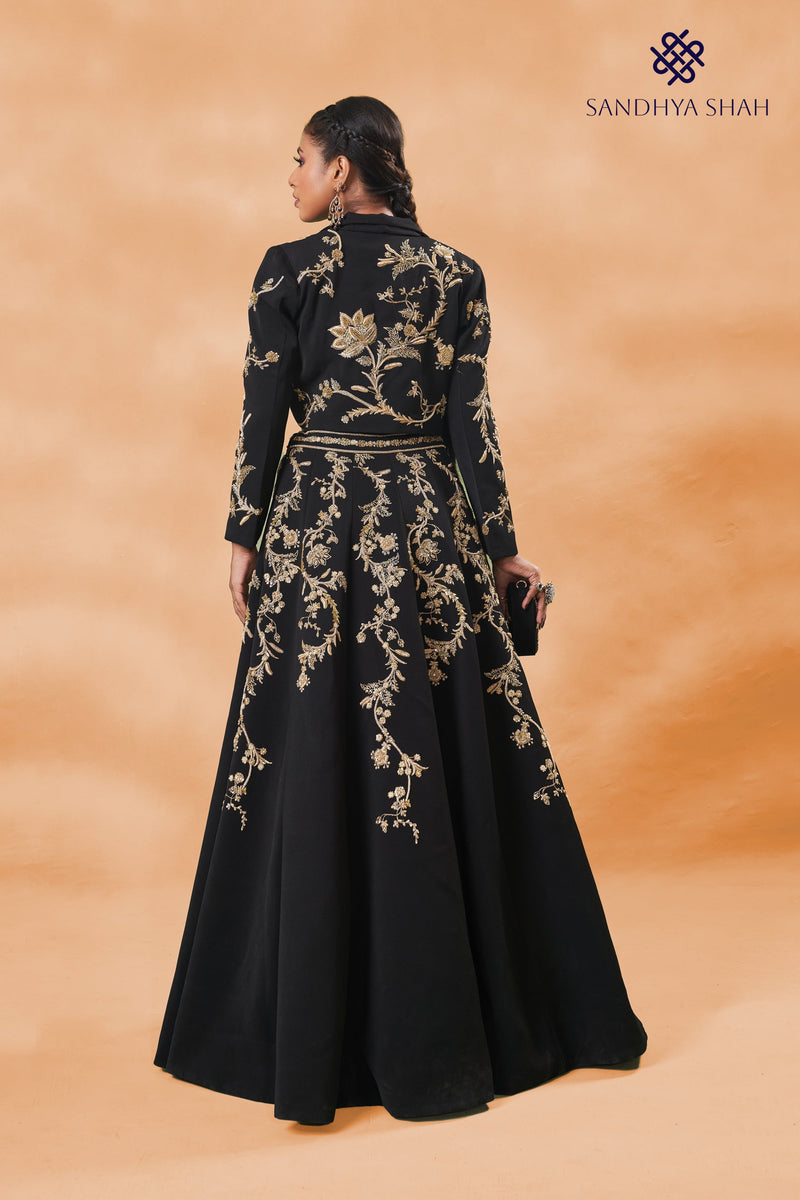 Black Seraph Lehenga Set