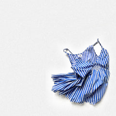 Blue Stripes Hand Embroidered Strappy Tank Top